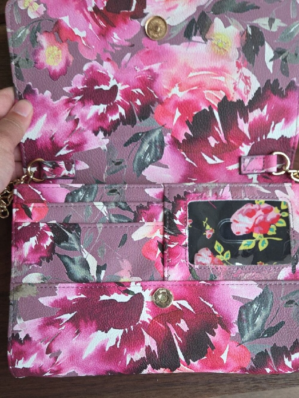 Betsey Johnson Pink Floral Bow Crossbody Bag with Gold Chain - Picture 3 of 7